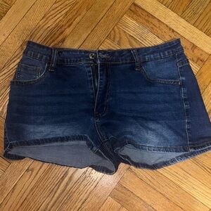 Dark Blue Low Rise Women's Jean Shorts